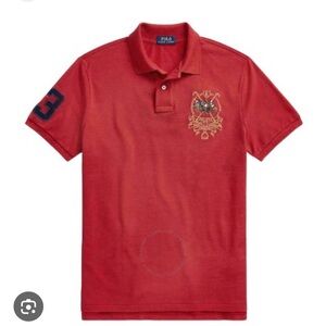 NWT - Men’s Ralph Lauren Custom Slim Fit Triple-Pony Polo Shirt - Red (Size L)